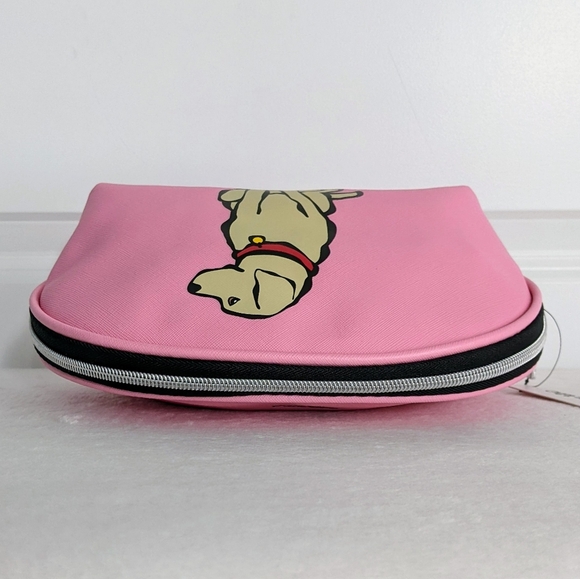 marc tetro Golden Retriever Large Cosmetic Case Pouch Bag PVC Saffiano Pink NWT - Picture 9 of 12